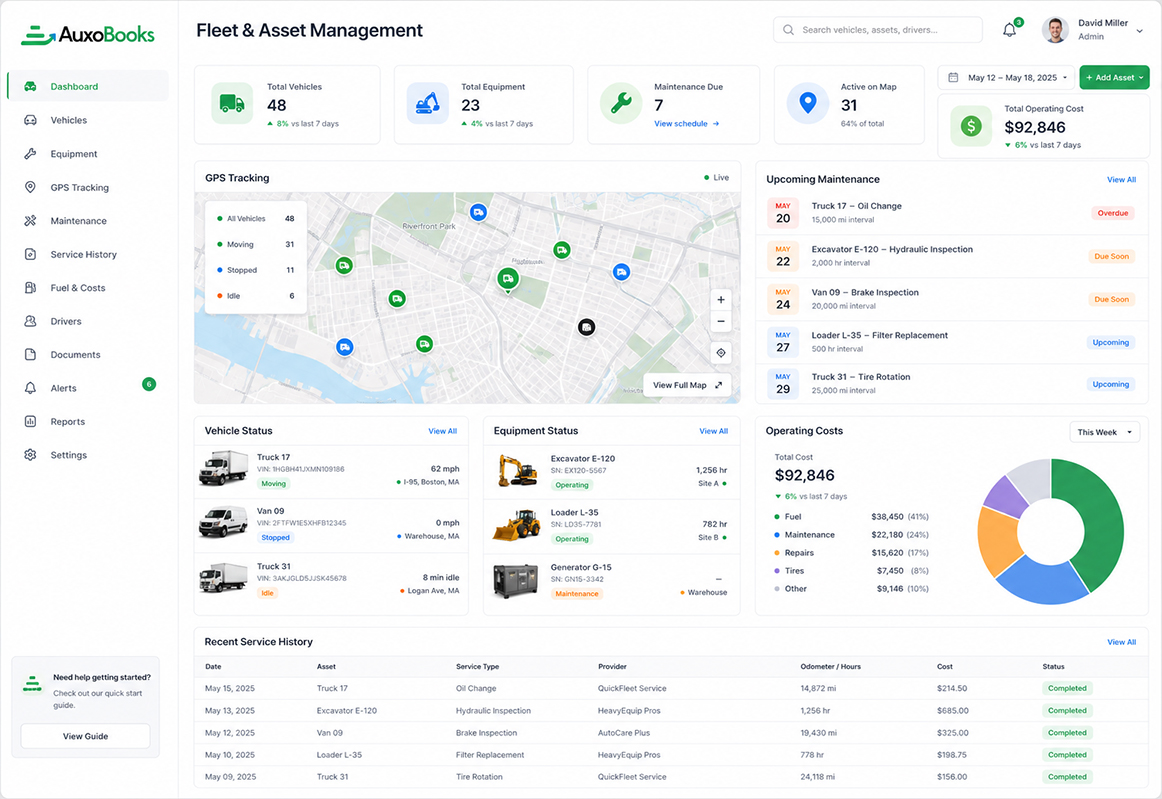 AuxoBooks vehicle and equipment management